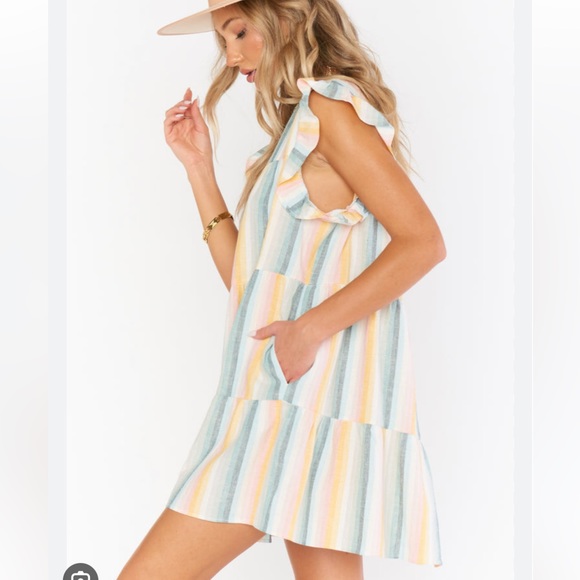 Show Me Your Mumu Daydream Mini Dress in Sunset Stripe Linen Blend Size XXL 🌅 - Picture 4 of 10